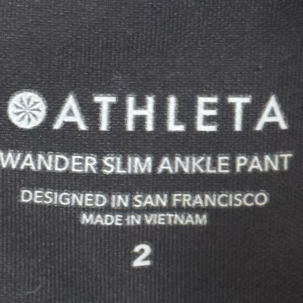 ATHLETA Wander Slim Ankle Pants Black High Rise Size 2 XS Walking Hiking Casual - Picture 14 of 14